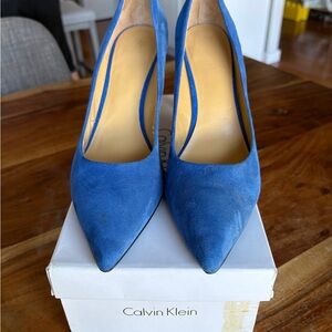 Calvin Klein Women's Blue Suede Heels